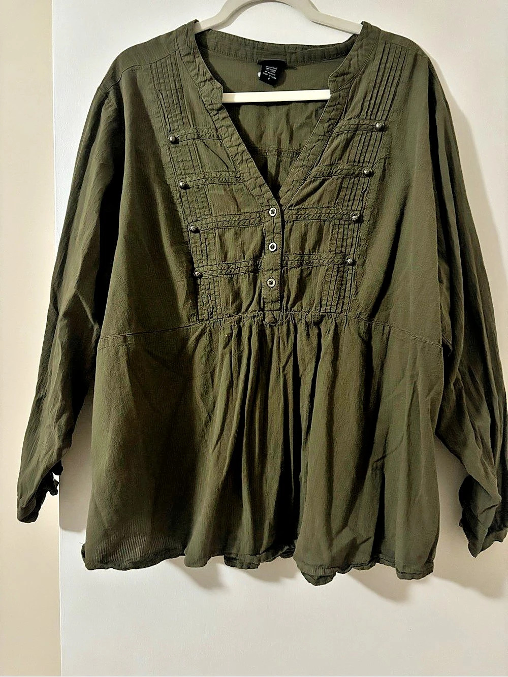 TORRID Cotton Gathered Tunic in Green Size 4